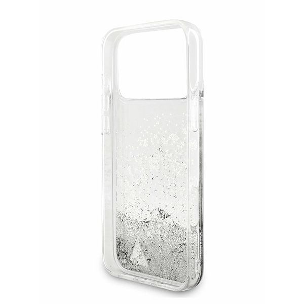 Guess для iPhone 17 Pro чехол Liquid Glitter Charms Hard Silver